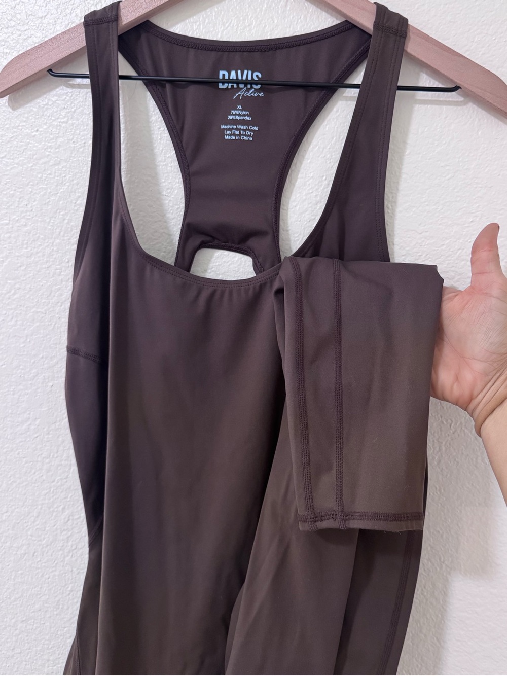 Davis Active Women's Chocolate Brown Racerback Jumpsuit